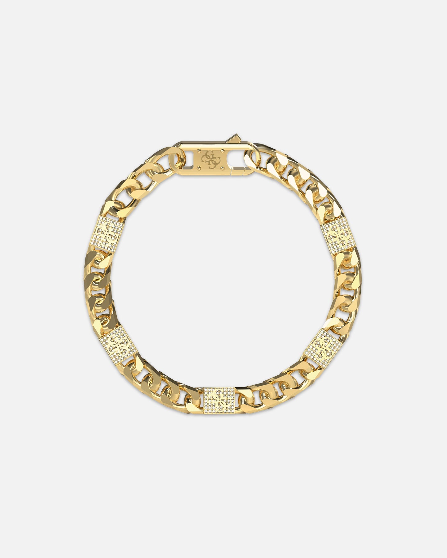 Guess Mainline 4G Curb Chain Pave Bracelet Gold