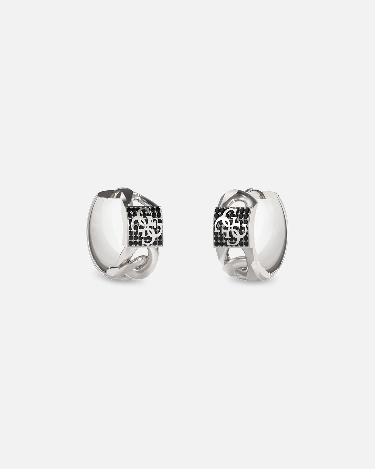 Guess Mainline 15mm 4G Pave Earrings Silver