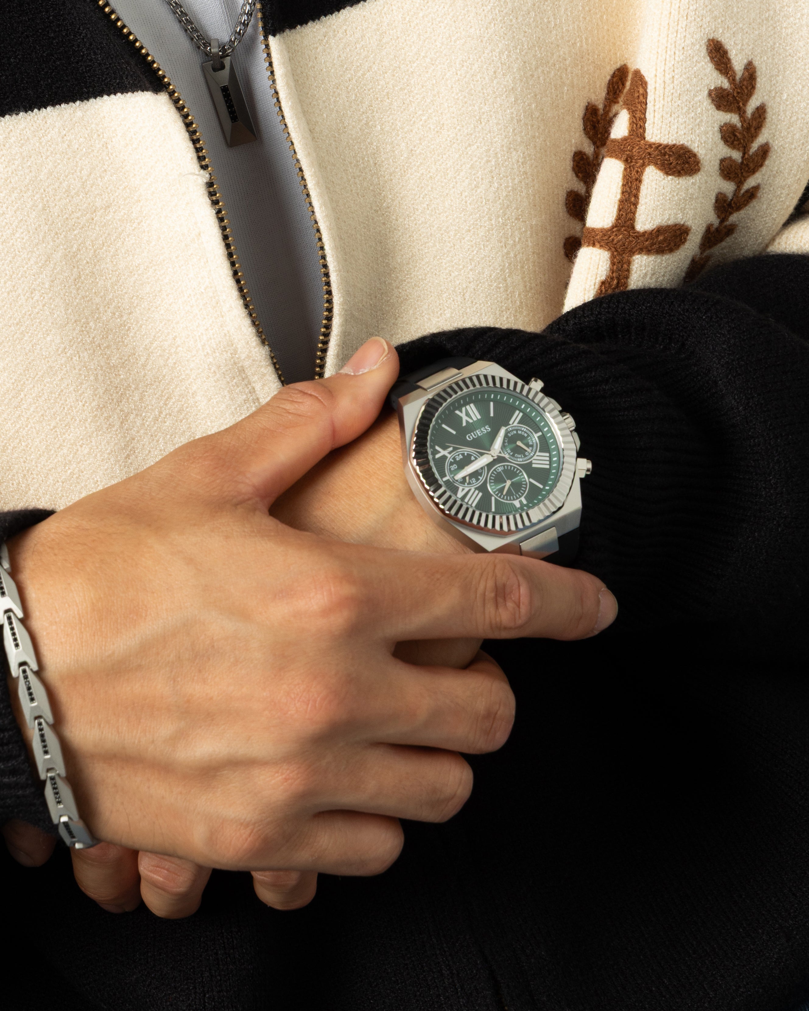 Guess Mainline Equity Watch Silver/Green